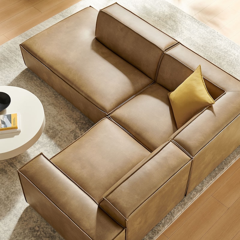 Restore 3-Piece Vegan Leather Modular L-Shaped Sectional Sofa