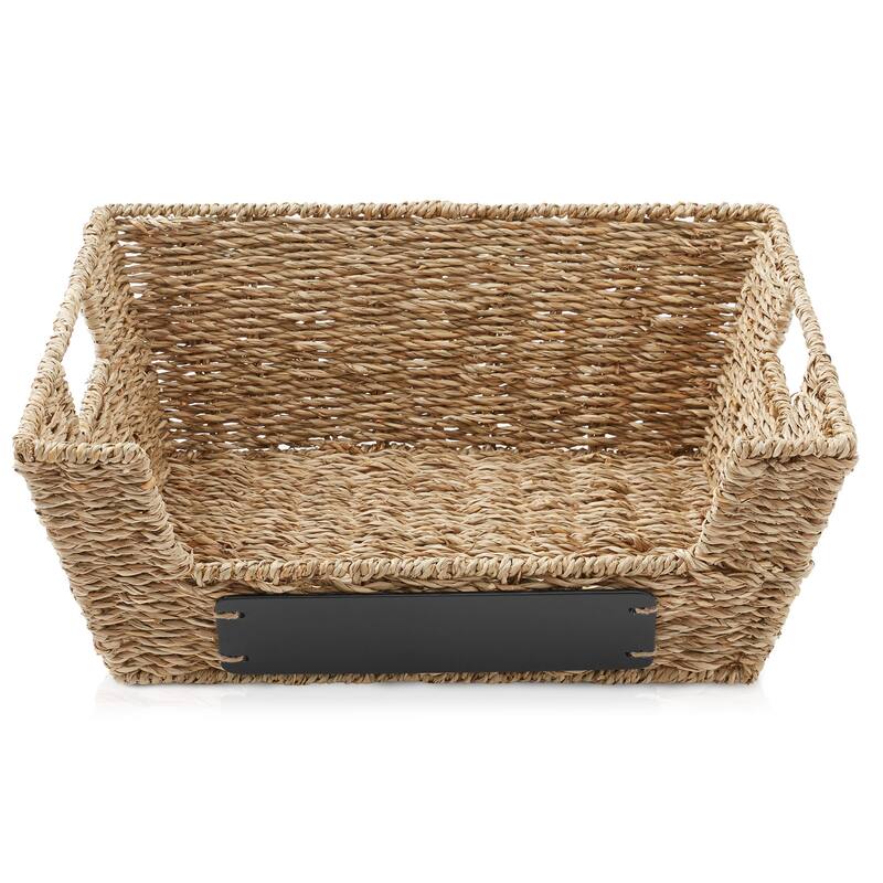 2pk Seagrass Water Hyacinth Pantry Baskets with Handles Wide Kitchen