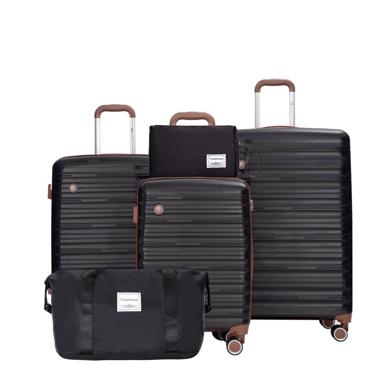 5-Piece Set (20"24"28 +a travel bag and a toiletry bag) ,PP Hardshell Carry on Luggage Set