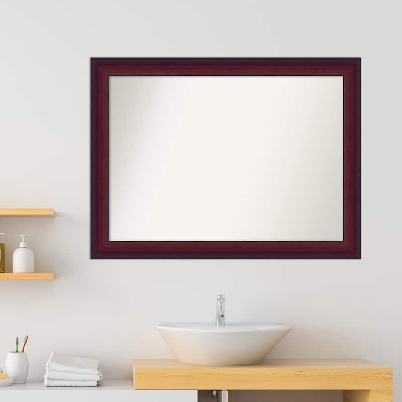Canterbury Cherry Non-Beveled Wood Framed Bathroom Vanity Wall Mirror - Canterbury Cherry