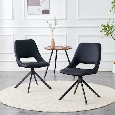 Comfortable Swivel Dining Chairs Set of 2, Metal Kitchen Chairs with GoldMesh Scratch-Resistant Leather and High Back