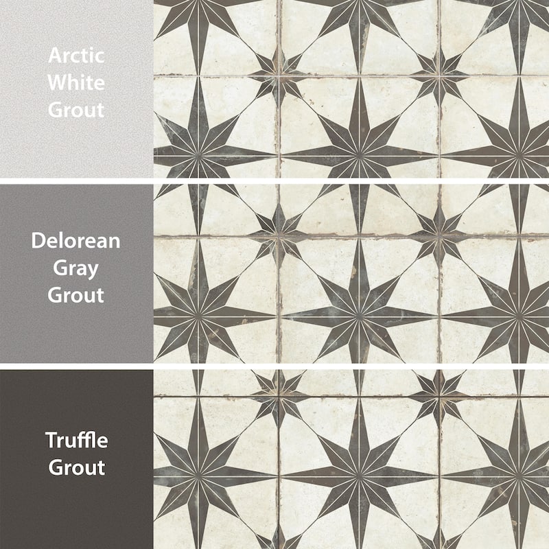 Merola Tile Kings Star Supernova Nero 17-3/4" x 17-3/4" Porcelain Floor and Wall Tile