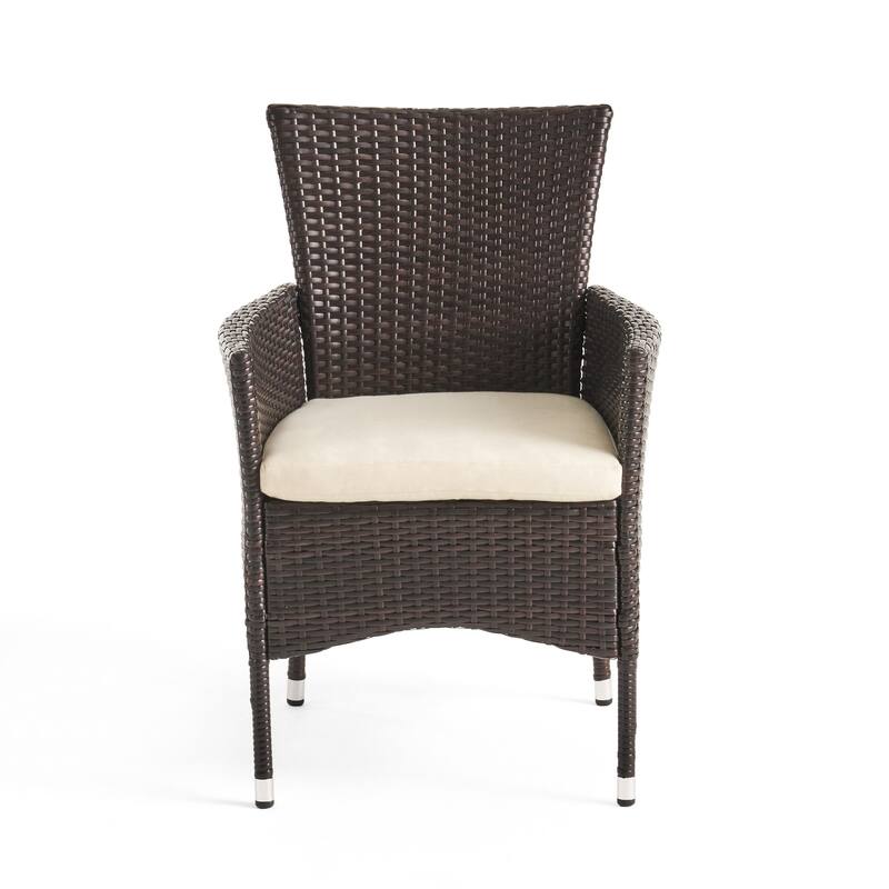Parker Outdoor 3-piece Wicker Bistro Set with Cushions by Christopher Knight Home