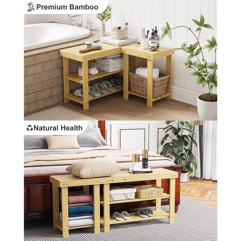 3 Tiers Entryway Shoe Storage Bench - 11.02"D x 41.33"W x 17.71"H