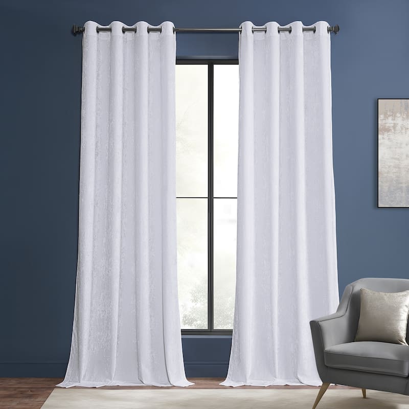 Exclusive Fabrics Lush Crush Velvet Curtains - Grommet Room Darkening Curtain for Bedroom & Living Room (1 Panel) - 50 X 84 - Pearl White