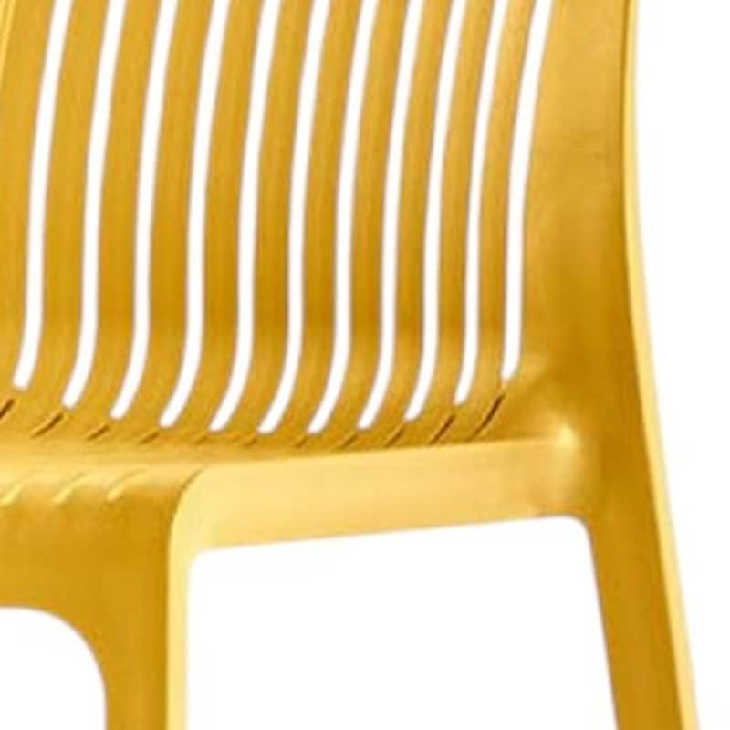HomeRoots Set of Four 30" Yellow Heavy Duty Plastic Outdoor Bar Height Chairs