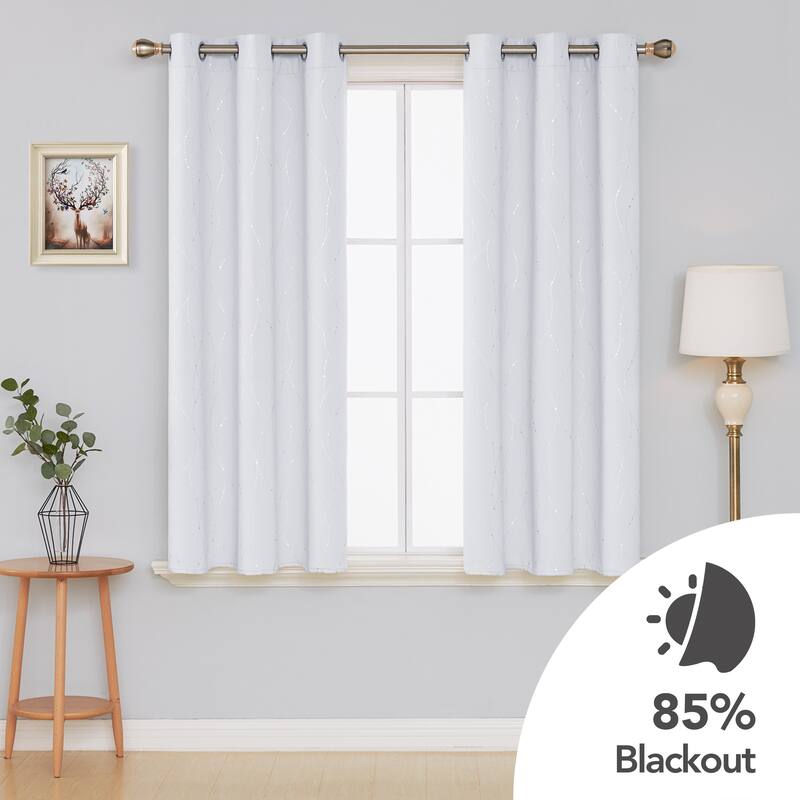 Deconovo Wave Line with Dots 42 Width Curtains Pair(2 Panel) - 42x63 Inch - Greyish White