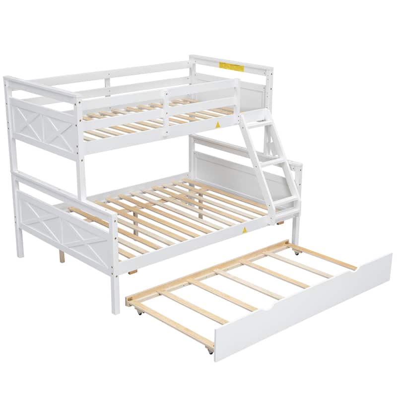 Twin over Full Pine Bunk Bed with Trundle & Ladder