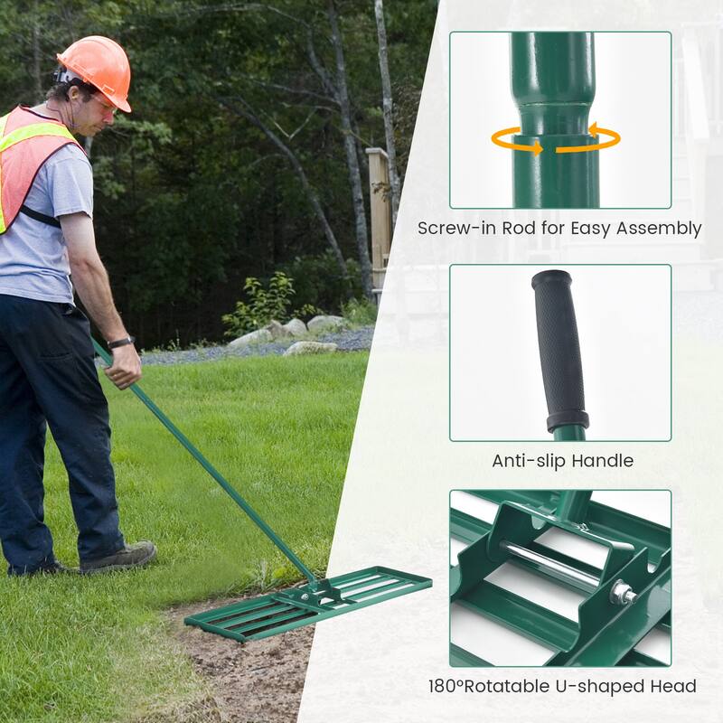 Costway Lawn Leveling Rake 42" x 10" Heavy Duty Level Lawn Tool for - See Details
