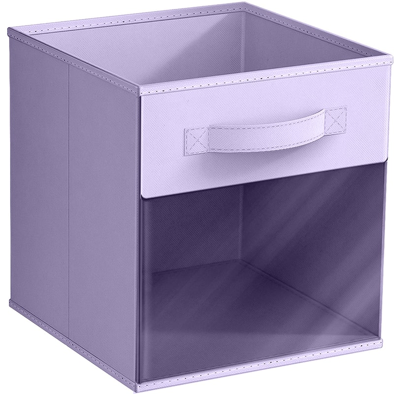 Sorbus 11" Storage Bin with Clear Window, 1-Pack Foldable Fabric Organizers - 10.5” L x 10.5” W x 11” H - Pastel Purple