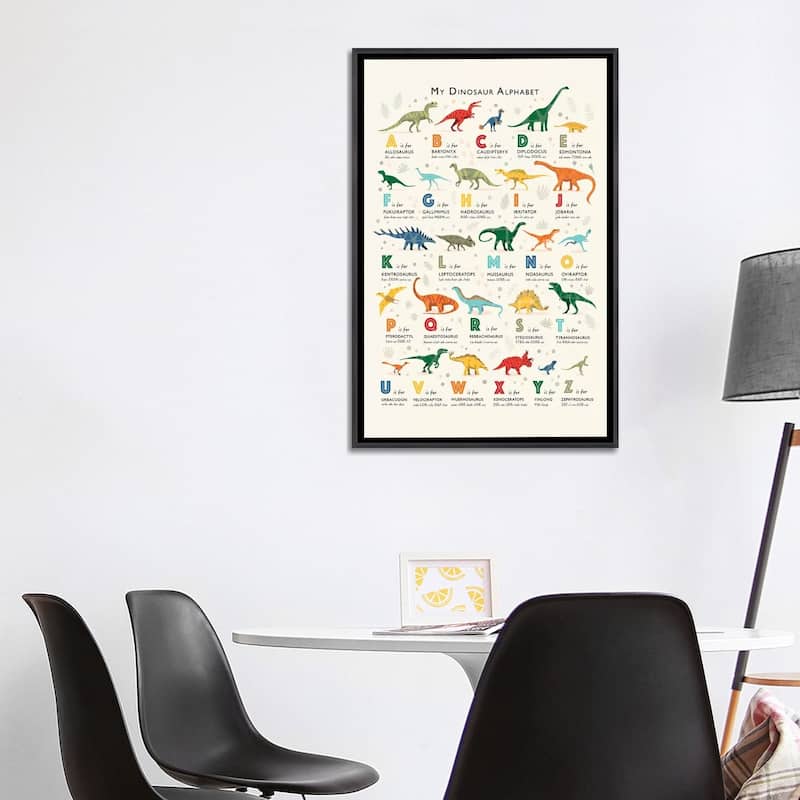 iCanvas "Dinosaur Alphabet" by PaperPaintPixels Framed