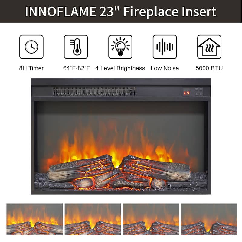 23-inch Electric Fireplace Insert w/1400W Electric Heater