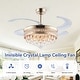 preview thumbnail 28 of 62, 48-Inch Crystal Fandelier with 4 Retractable Blades, Dimmable LED, App and Remote Control - 48 Inches