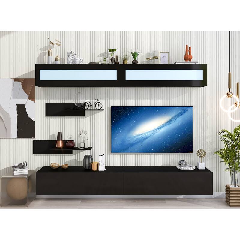 Nestfair Modern Wall Mount Floating Entertainment Center TV Stand with