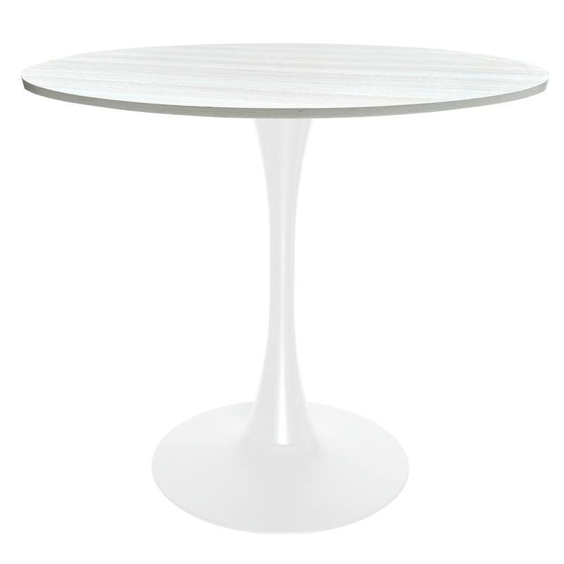 Bristol 36" Round Dining Table for 4 with MDF Top and Modern White Iron Base for Kitchen & Dining Room