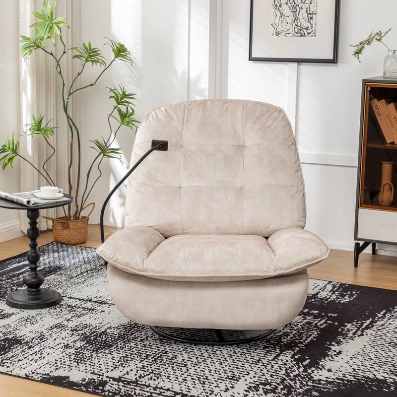 Velvet Oversized Recliner Chair with Swivel, Rocker & Phone Holder