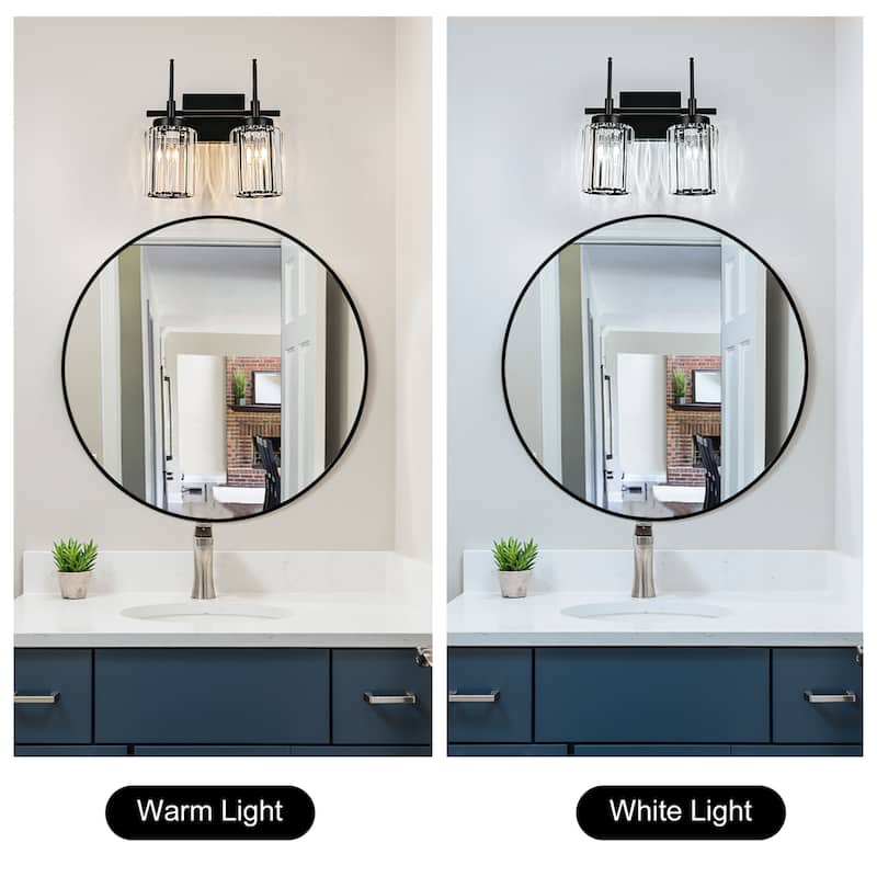 Modern Black 1/2/3/4/5-Light Bathroom Crystal Vanity Light Wall Sconces