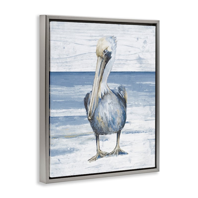 Stupell Rustic Nautical Pelican Framed Floater Canvas Wall Art Design by Patricia Pinto