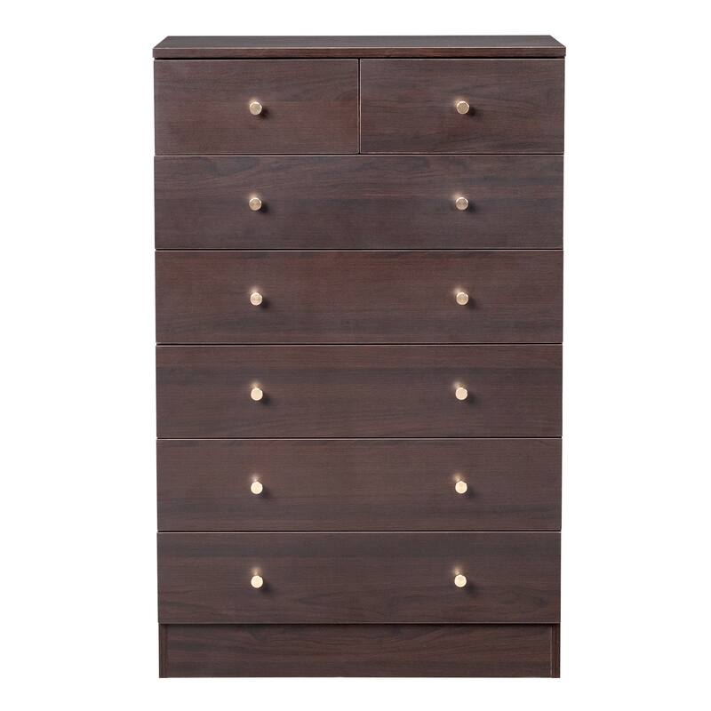 Modern Simple Dresser P2 Particle Board Storage for Bedroom, Living Room, or Home Office - Brown - 7-drawer