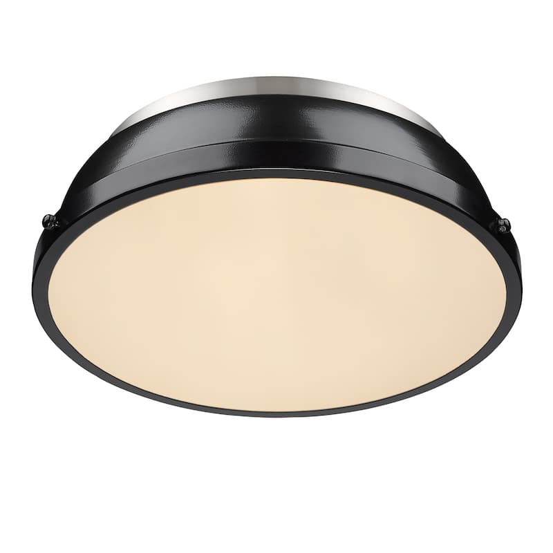Yep by Golden Lighting Duncan 2-light Flush Mount in Pewter and Black shade