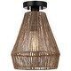preview thumbnail 10 of 9, Dorn Bohemian Jute Rope Semi-Flush Mount - W10"x H13" - 10 in. W