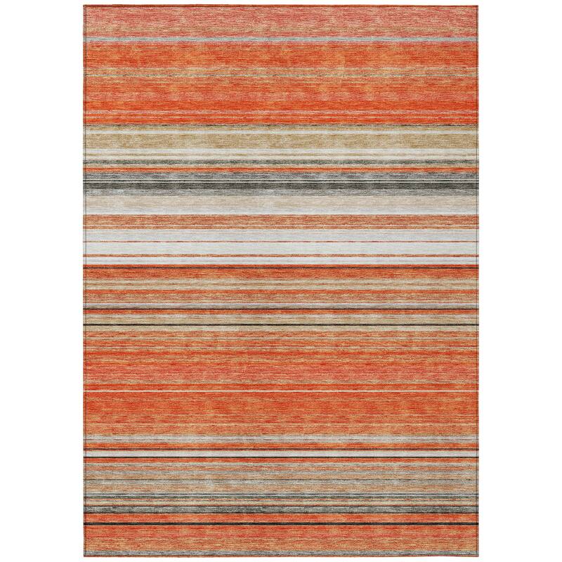 Machine Washable Indoor/ Outdoor Ombre Stripes Chantille Rug