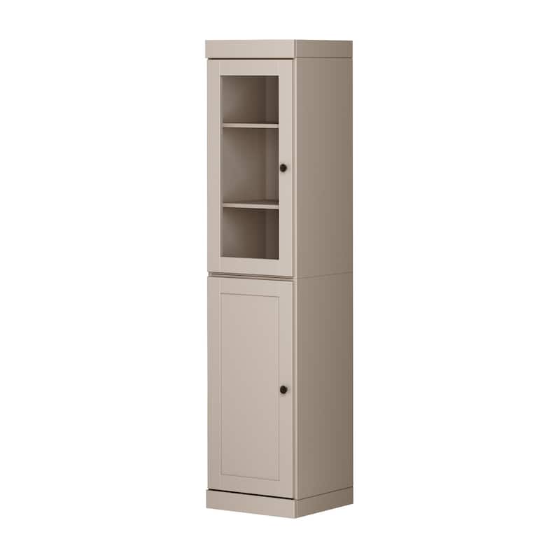 Palace Imports 100% Solid Wood 16.5" Kitchen Pantry Cabinet with Clear Glass, Shaker Doors and Adjustable Shelves - Beige