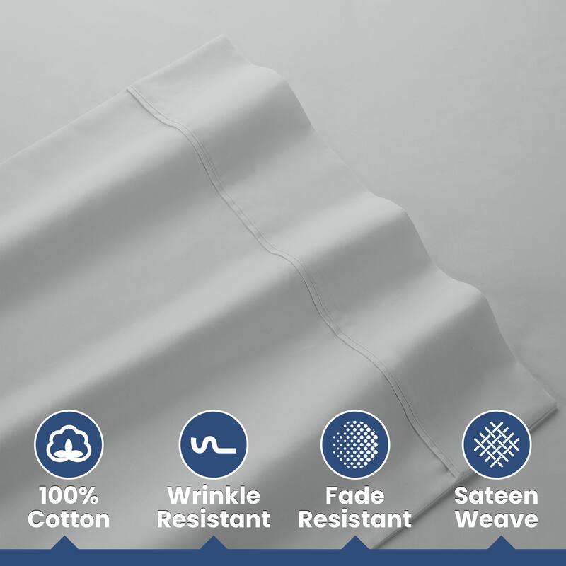 Martex 400 TC 100% Cotton Sateen, Deep Pocket, Silky Soft Sheet Set