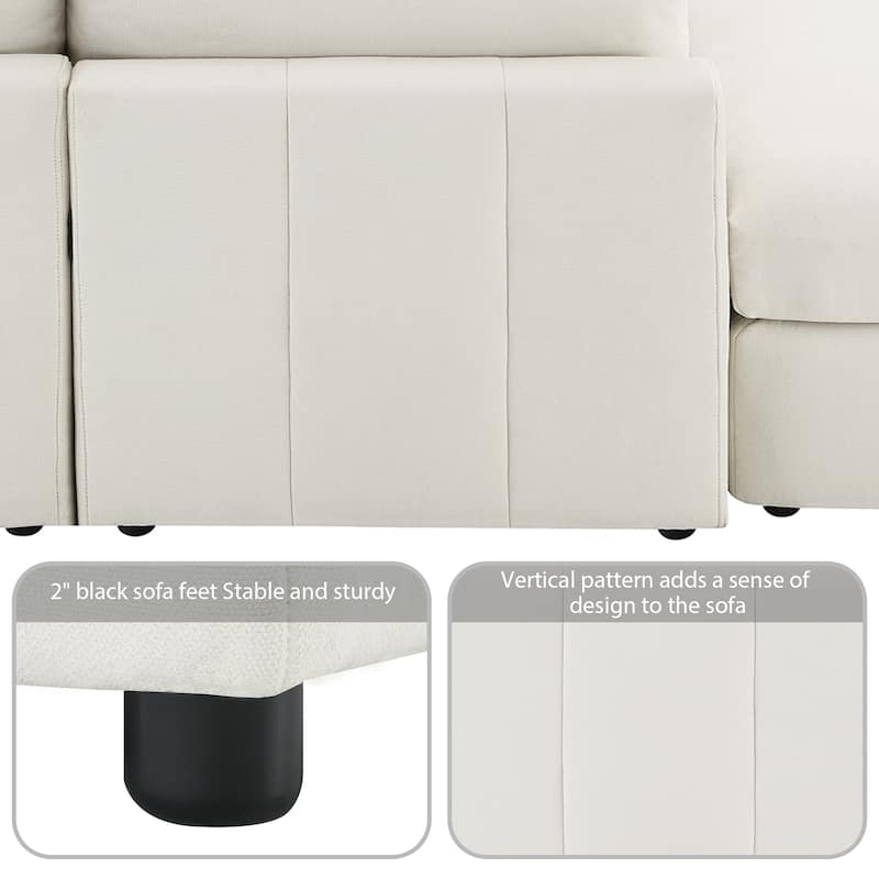 [VIDEO provided][New]93"Modern Sectional Sofa with Vertical Stripes,5-Seat Armless Couch Set with Convertible Ottomans,Various C - N/A