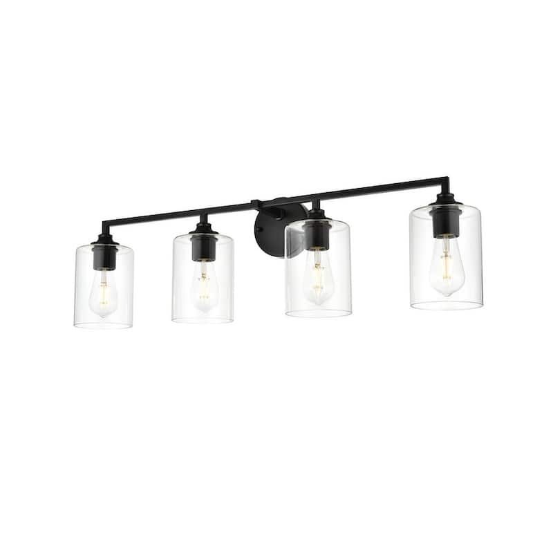 Roman 1 Light Black and Clear Bath Sconce