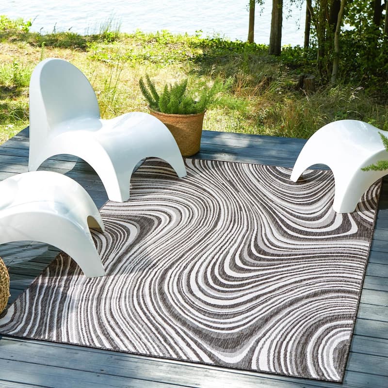 Outdoor Ucul Collection Area Rug - Charcoal - 5'x8'