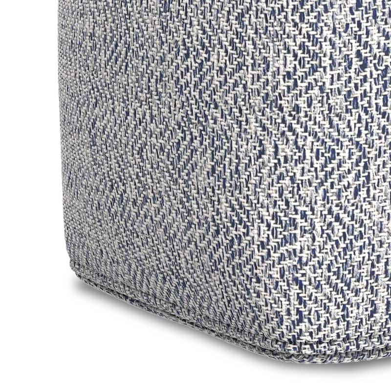 WYNDENHALL Terri 18 inch Wide Boho Square Pouf in Denim Melange Cotton