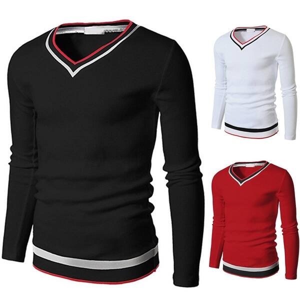 Shop Fashion Casual Men Pullover Knitting Long Sleeve V Neck Slim