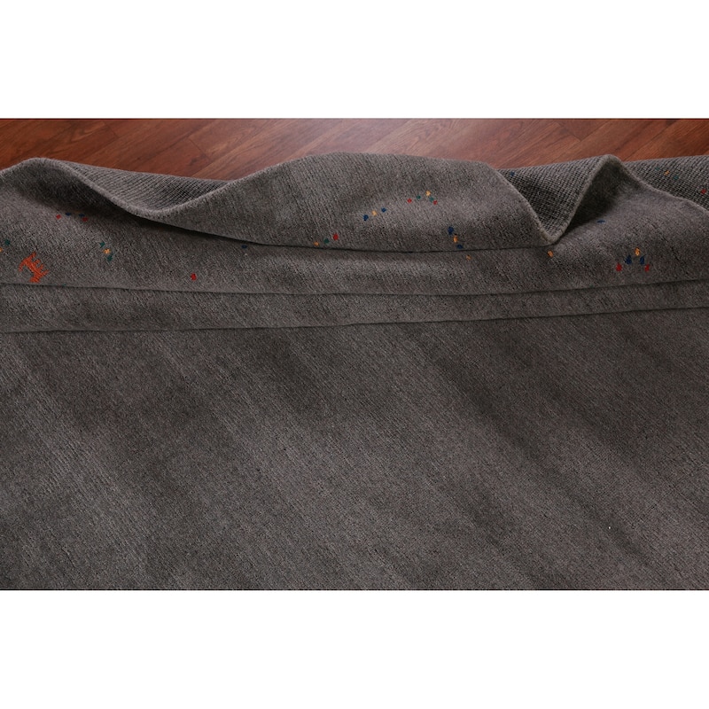 Hand Knotted Oriental 100% Wool Carpet Tribal Tribal Greys & Charcoal Gabbeh Area Rug - 10' 1'' X 8' 7''