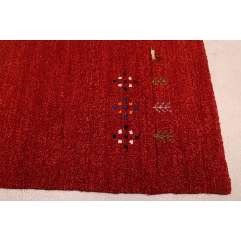 ECARPETGALLERY Hand Loomed Kashkuli Gabbeh Red Wool Rug - 5'0 x 7'9