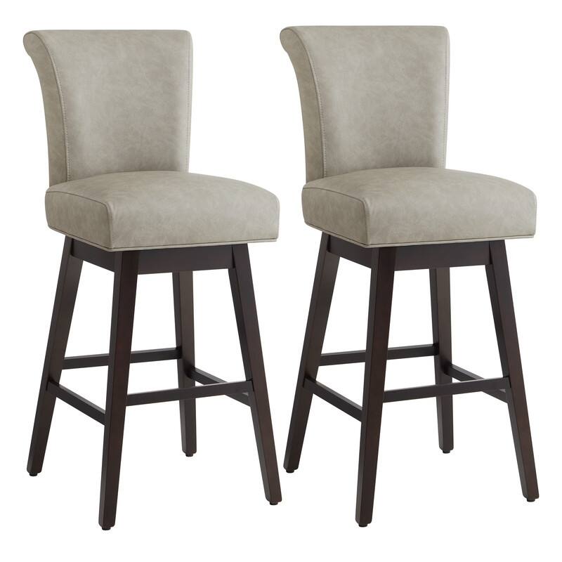 Spruce & Spring Noah Upholstered 26-inch Counter Height Swivel Barstool Set - Set of 2 - Stone Grey - Bar Height