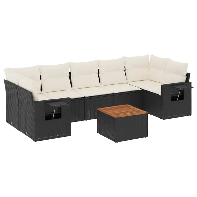 vidaXL Garden Sofa Set 8 Piece with Cushions Outdoor Sofa Set Poly Rattan - 21.7 x 21.7 x 14.6 in (W x L x H)