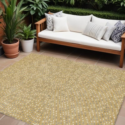 HomeRoots Polka Dot Transitional Rectangle Outdoor Rug