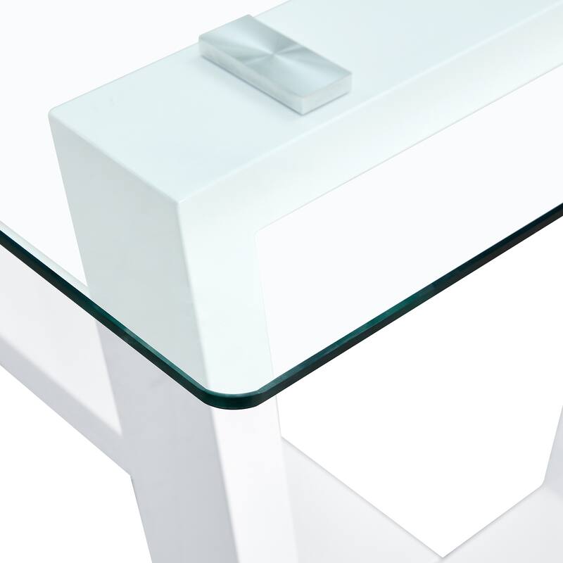 Glass Dining Table Large Modern Minimalist Rectangular for 6-8