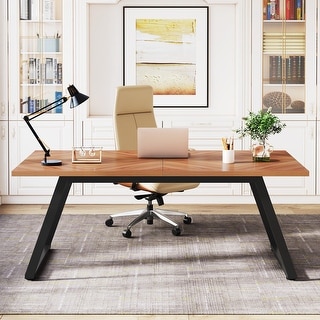 Modern 63'' Executive Computer Desk for Home Office, Simple Rectangular ...