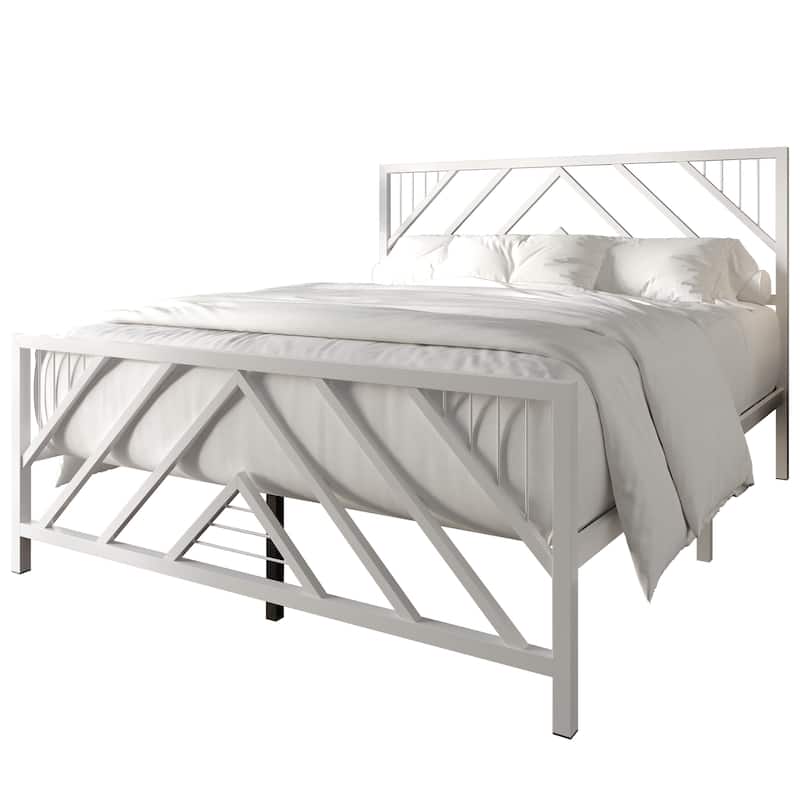 CraftPorch Classic Geometric Slat Metal Platform Bed