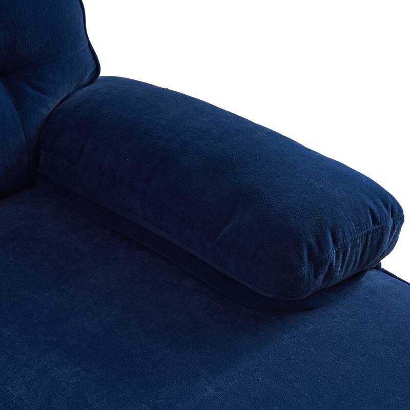 Velvet Sectional Sofas Couches with Pillow Top Arms and Upholstered Backrest, Modern L-Shaped Couches with Metal Legs