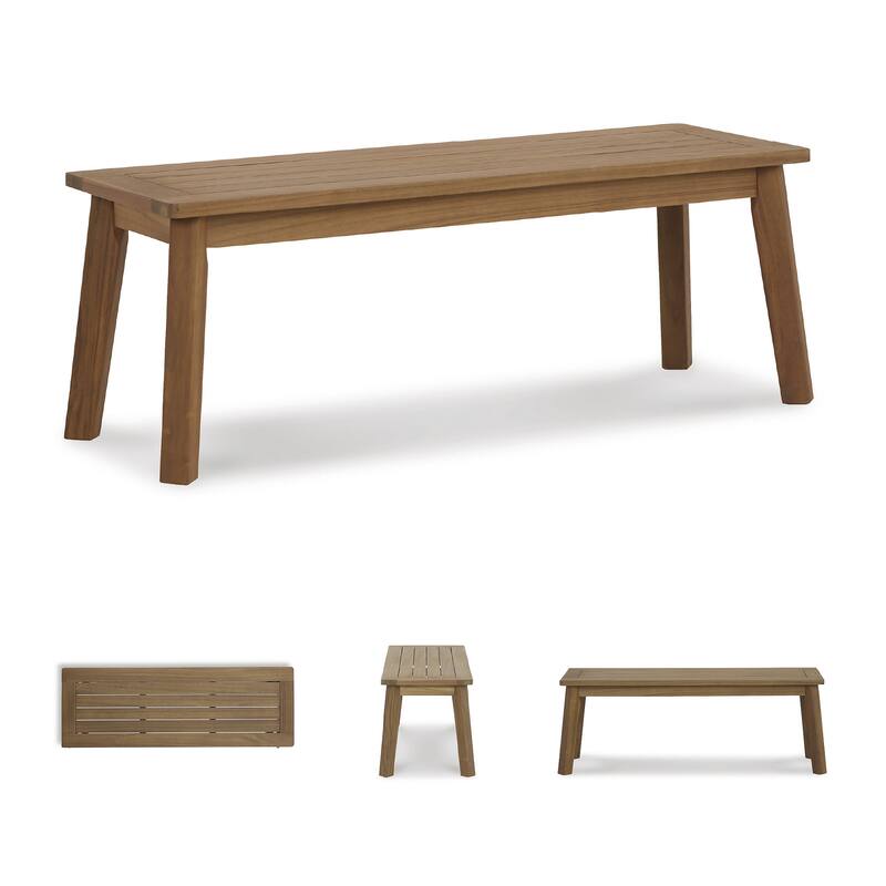 Janiyah Light Brown Bench - 47"W x 16"D x 17"H