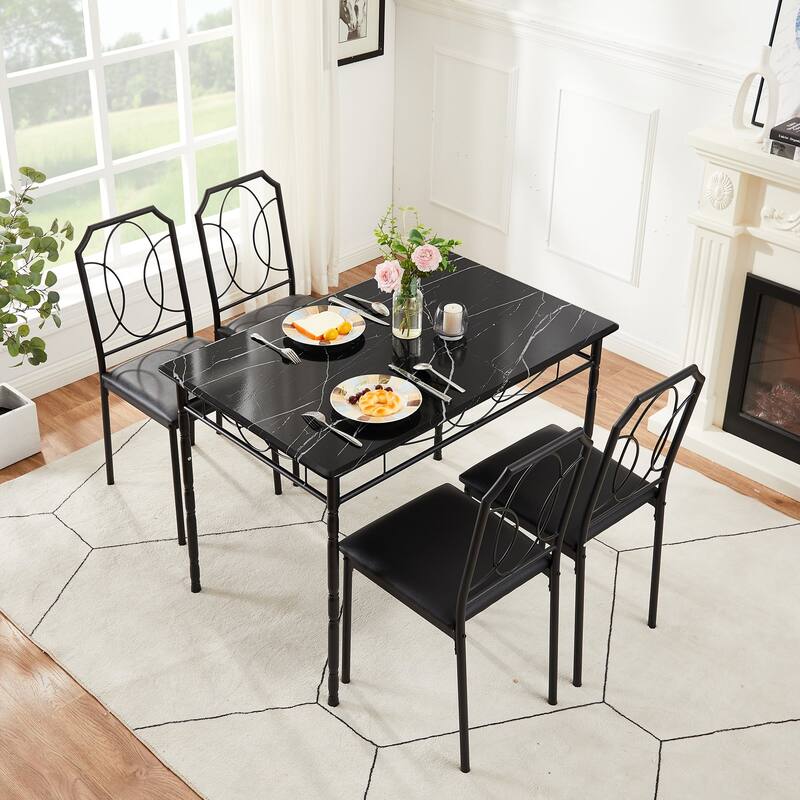 VECELO Industrial 5-Piece Dining Table Set, Table and Chairs Sets ( Set of 5)