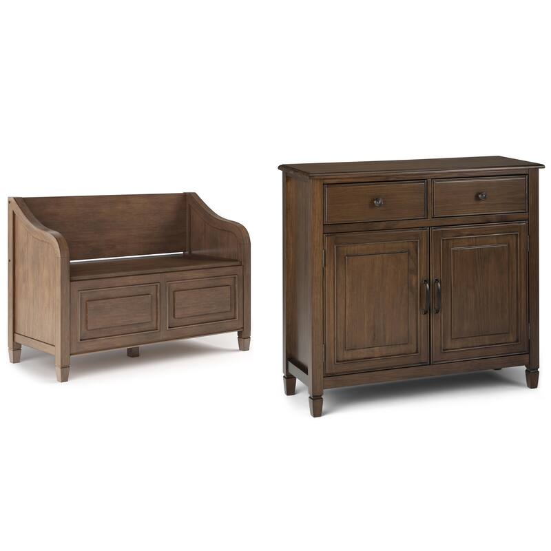 WYNDENHALL Hampshire Solid Wood 42" Wide Storage Bench & 40" Wide Storage Cabinet