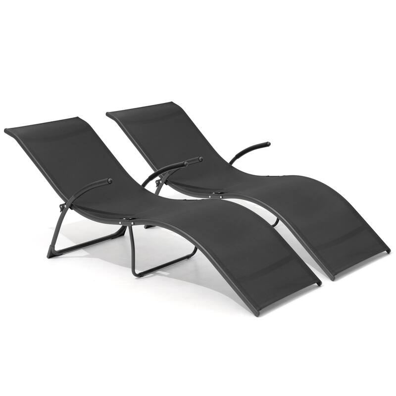 Set of 4 Outdoor Patio Adjustable Back Chaise Lounges Chairs with arms