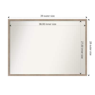 Non-Beveled Wood Bathroom Wall Mirror - Hardwood Wedge Whitewash Frame