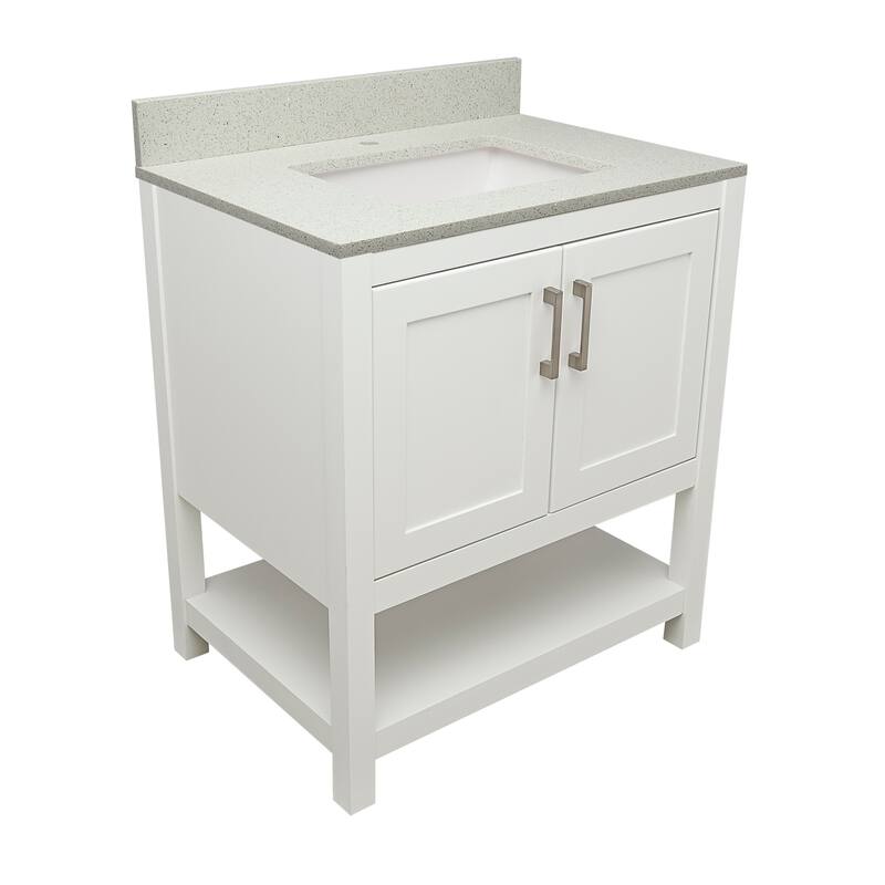 Taos 31" Bathroom Vanity in Espresso with Quartz Stone Vanity Top Sink w/ Backsplash in Galaxy White Single Hole