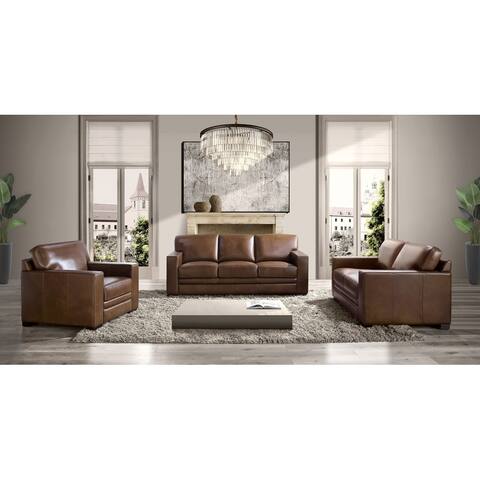 Abbyson Blake 3 Piece Top Grain Leather Sofa Set