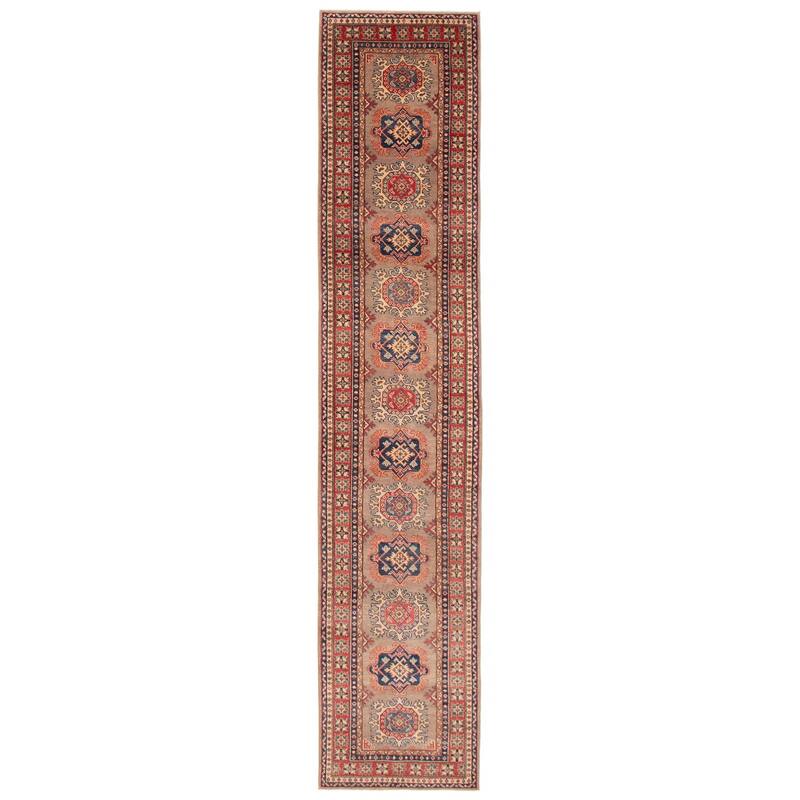ECARPETGALLERY Hand-knotted Uzbek Ghazni Taupe Wool Rug - 2'7 x 12'10 - Taupe - 2'7 x 12'10